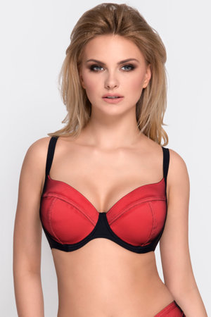Vivisence 3207 underwired padded bikini top smooth (matching bottoms available), Red-Black