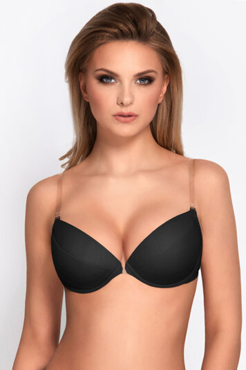 Vivisence Eve 1012 underwired push-up bra removable silicone straps backless, Black