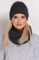 Made in EU filloo CD-116 Womens Hat and Snood Set Smooth Plain Warm Winter 