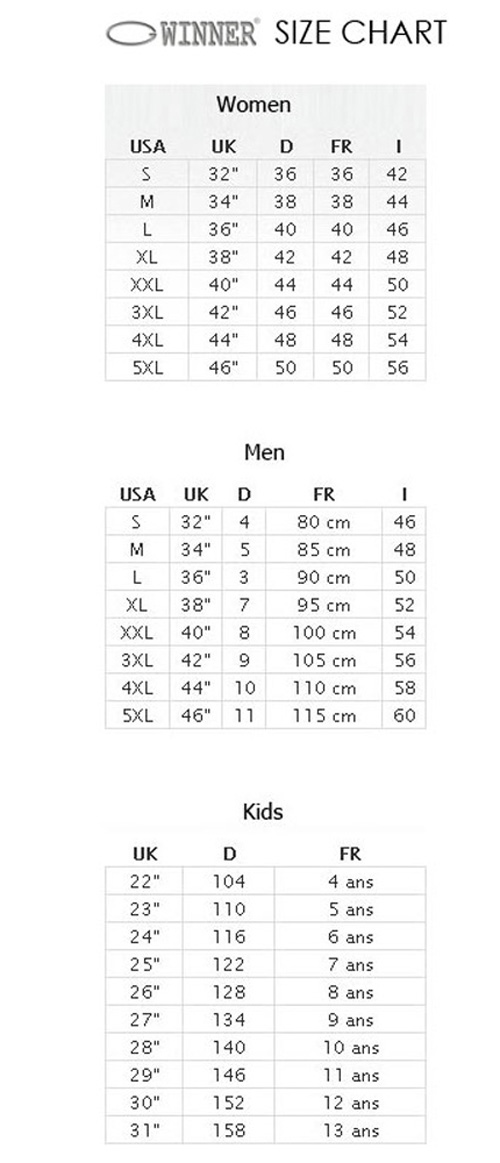 Gwinner size chart