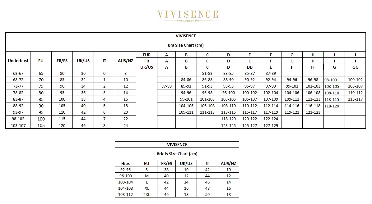 Vivisence size chart