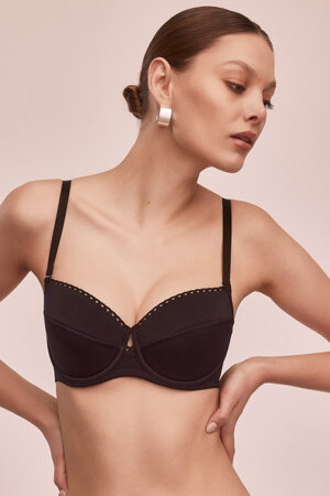 Alles Elena II U underwired padded bra smooth removable straps - made in EU, Black