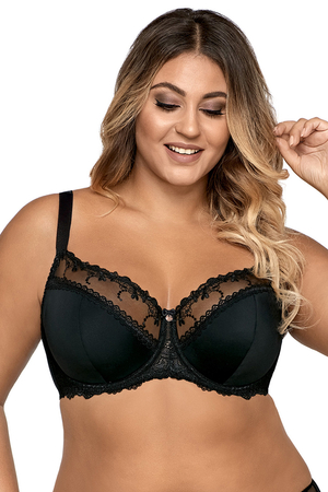 Ava 1030 underwired half padded full cup bra not separable regulated straps, Black
