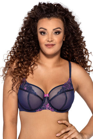 Ava stunning semi padded bra embroidered tulle 2000 Maui , Dark Blue