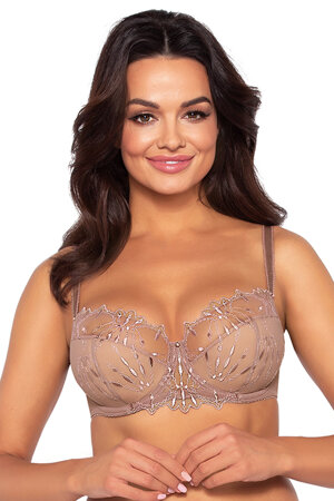 Ava women's underwired embroidered semi-padded bra 2034 Neve Maxi, Beige