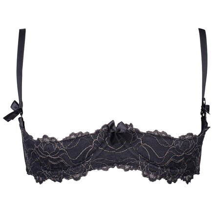 Axami V-5891 Meteorite playful shelf bra (matching briefs available) - made in EU, Black-Gold