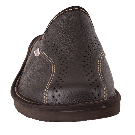 Bosaco men's leather comfortable slippers M0521-20 , Dark Brown