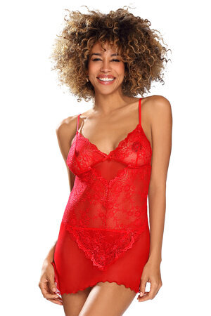 Dkaren sexy ladies satin chemise nightwear set Stacy , Red