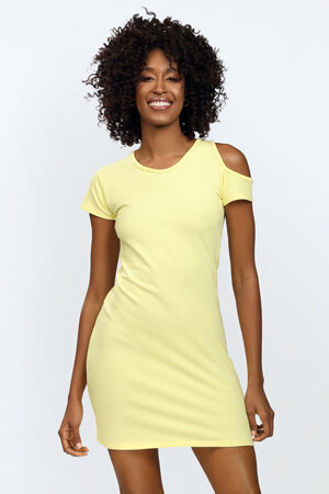 Dkaren smooth short sleeves ladies dress Esi, Yellow
