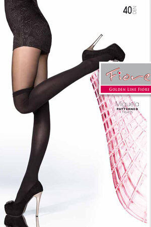 Fiore Miguela 40 den stylish stocking effect tights - made in EU, Black