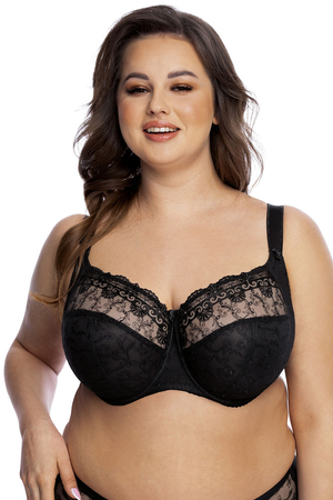 Gaia non padded bra with floral embroidery 1151M Temida Maxi , Black