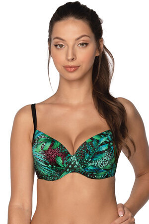 Gaia underwired patterned push-up bikini top 014P Barbados, Black