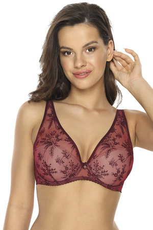 Gaia underwired semi padded embroidered bra 1032 Jenny, Maroon