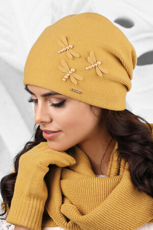 Kamea smooth warm women's hat Vasto, Yellow