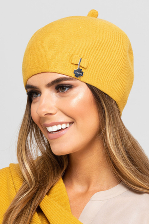 Kamea women's classic smooth beret Murcja, Mustard Yellow