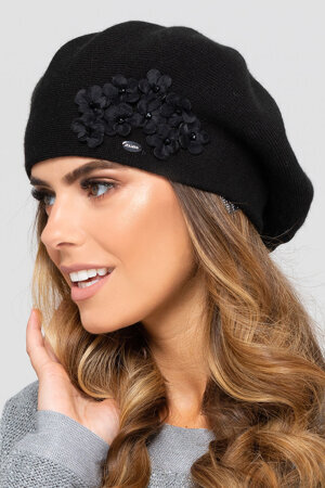 Kamea women's smooth floral beret Arizona, Black