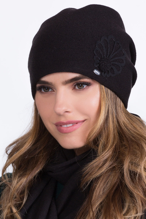 Kamea women's smooth winter flower hat Malwa, Black