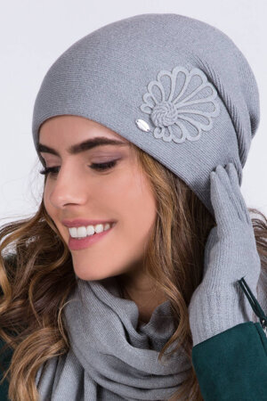 Kamea women's smooth winter flower hat Malwa, Grey