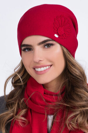 Kamea women's smooth winter flower hat Malwa, Red