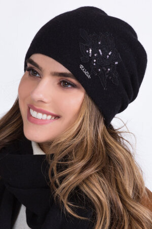 Kamea women's stylish winter flower hat Lajla, Black