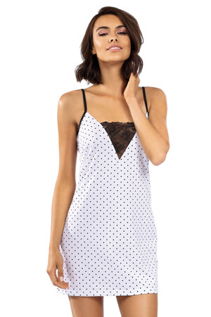 Lorin cotton comfortable ladies nightdress in dots P-1518, White