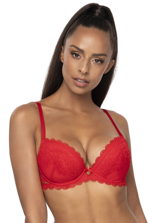 Mat underwired lace floral push-up bra 0198/11/2 Estelle, Red