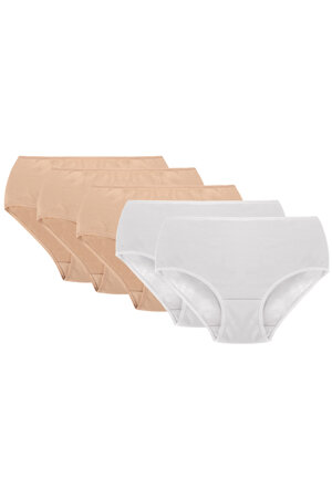 Vivisence 5-pack of classic women's briefs 4001 , Beige/Beige/Beige/White/White