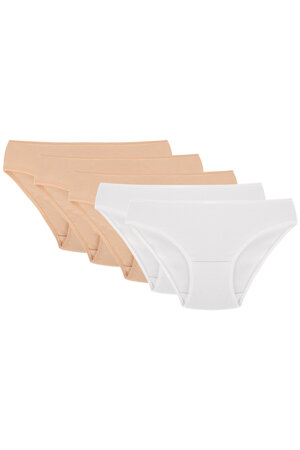 Vivisence 5-pack of women's classic briefs 4003 , Beige/Beige/Beige/White/White