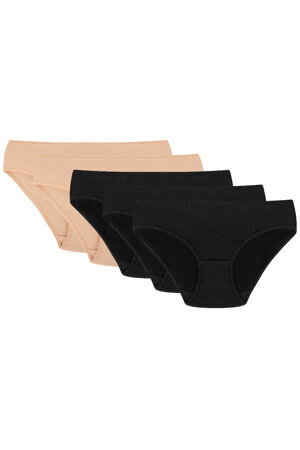 Vivisence 5-pack of women's classic briefs 4003 , Beige/Beige/Black/Black/Black