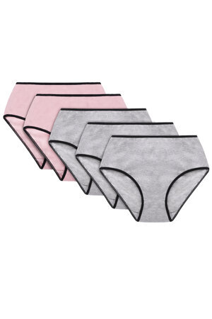 Vivisence 5-pack women's briefs 4017 5-pack, Black Elastic: Grey/Grey/Grey/Pink/Pink