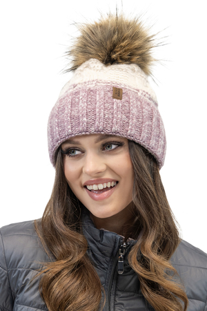 Vivisence Colourful Winter Hat With Pom-Pom For Women Perfectly Fitted Made Of Warm And Soft Yarn Anti-Static Lined With Soft Fleece Ideal For Cold Winter And Autumn Days, Pink