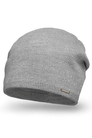 Vivisence Elegant Women's Beanie With Shiny Zirconias And Soft Fleece Lining Made From Soft And Warm Fabric Perfect For Cold Winter And Autumn Days Ideal For Everyday Wear, Light Grey