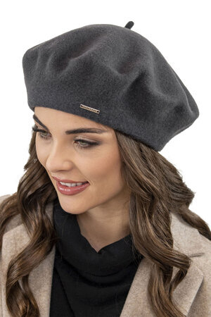 Vivisence Elegant Women's Winter Beret With Classic Style Made From Wool Soft And Warm Perfect Fit With Static-Free Effect Ideal For Cold Weather And Everyday Wear, Dark Grey