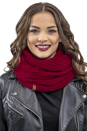 Vivisence Luxurious Ladies Snood Scarf Stylish Design Made From Soft And Warm Acrylic Fabric Perfect For Cold Winter And Autumn Days And For Everyday Wear, Red