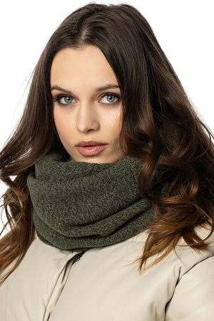 Vivisence Luxurious Wool Snood Scarf with Timeless Soft And Warm Melange Pattern Foldable Ultimate Warmth and Style Ideal For Cold Winter And Autumn Weather, Green Melange