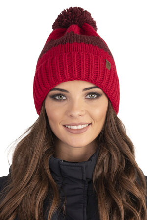 Vivisence Stylish Ladies Winter Hat with Bobble 7023, Made in EU, Red