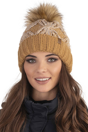 Vivisence Stylish Women's Winter Hat With Pompom And Soft Fleece Lining Made From Soft And Warm Fabric Ideal For Cold Winter And Autumn Weather, Beige