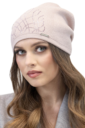 Vivisence Winter Women's Beanie With Thick Warm Fabric, Pleated Back Shiny Details For Ladies Ideal For Winter And Everyday Wear For Autumn And Winter, Light Pink