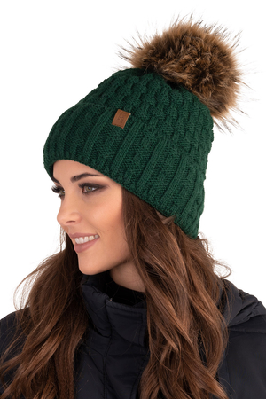 Vivisence Winter Womens Elegant Winter Hat With Pom Pom Soft Fleece Lining For Ladies Warm And Comfortable Perfect For Cold Days And Everyday Wear, Green