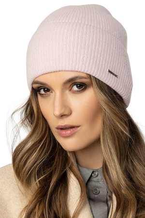 Vivisence Winter Women's Hat With Perfect Fit Design Turned-Up Hem Soft And Warm Merino Wool And Cashmere Blend For Cold Autumn And Winter Days, Light Pink