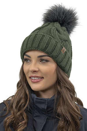 Vivisence Winter Women's Stylish Winter Hat With Pompom Soft Fleece Lining For Ladies Warm And Comfortable Ideal For Cold Days And Everyday Wear, Green