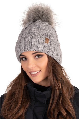 Vivisence Winter Women's Stylish Winter Hat With Pompom Soft Fleece Lining For Ladies Warm And Comfortable Ideal For Cold Days And Everyday Wear, Light Grey