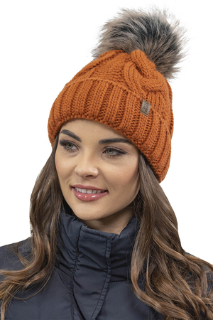 Vivisence Winter Women's Stylish Winter Hat With Pompom Soft Fleece Lining For Ladies Warm And Comfortable Ideal For Cold Days And Everyday Wear, Orange