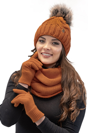 Vivisence Women Winter Loop Scarf Warm and Cozy Neck Covering for Winter and Autumn Warm Thick Scarf, Classic Winter Scarf for Ladies, Modell 7103S, Made in The EU, Orange