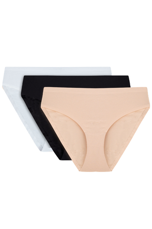 Vivisence smooth ladies 3-pack briefs 4011, White/Black/Beige