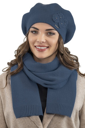 Vivisence winter beret and scarf set for women 7006Kmpl , Blue