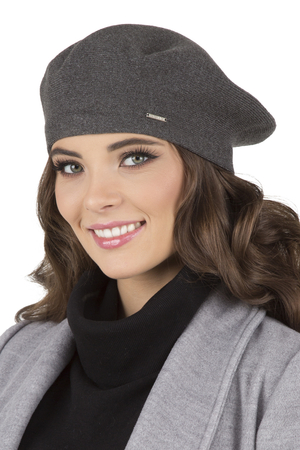 Vivisence women's smooth winter beret 7005, Dark Grey