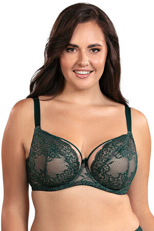 Vivisence women's underwired lace non padded bra 1044 , Green