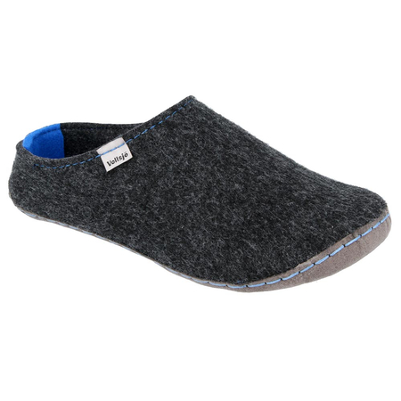 Vollsjö Women Slippers Made of Felt, House Shoes Dark Gray Shoes For Ladies, Comfortable House Footwear, Felt Slippers, Casual Shoes, Home Slippers, Made in the EU, Dark Grey-Blue