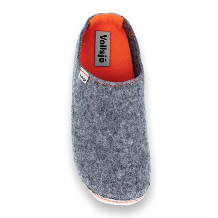 Vollsjö Women Slippers Made of Felt, House Shoes Light Gray Shoes For Ladies, Comfortable House Footwear, Felt Slippers, Casual Shoes, Home Slippers, Made in the EU, Grey-Orange